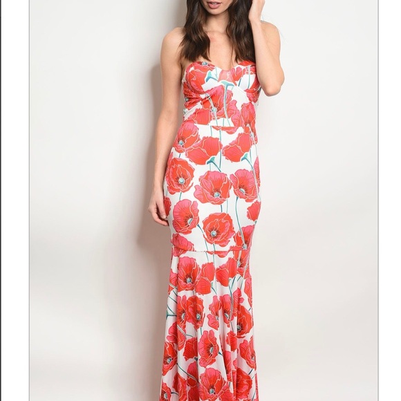 Sale! Ivory Floral Mermaid Dress - Picture 4 of 5